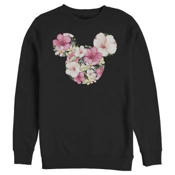 Men's Mickey & Friends Pink Floral Mickey Mouse Logo Sweatshirt
