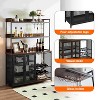 Coffee Bar Cabinet With Power Outlet, Industrial Buffet Cabinet With LED Strip And Glass Holder, 3-Tiers Wine Cabinet Bar For Home Dining Room Kitchen - 4 of 4