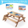 SKONYON 3-in-1 Kids’ Cedar Picnic Table Set with Convertible Play Table and Sunshade Umbrella - 4 of 4