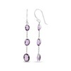 Haus of Brilliance Silver Checkerboard Cut Oval Purple Amethyst 2" Inch Drop and Dangle Earrings - 2 of 4
