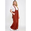 Slickblue Plus Size French Terry Wide Leg Overalls Jumpsuit with Pockets - Brick or Black - Size 1XL-3XL - 3 of 4