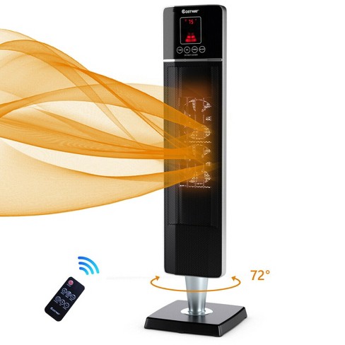 Costway 1500w Portable Oscillating Ceramic Tower Heater W/ Timer Remote  Control Room Use : Target
