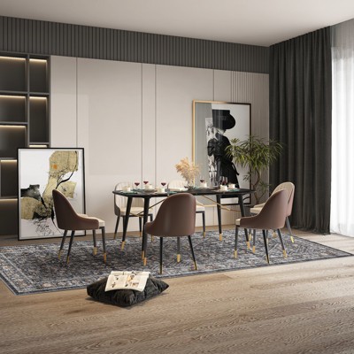 Garvee Vintage Rug Machine Washable Carpet with Non-Slip Backing Non-Shedding Stain Resistant Soft Low-Pile Floor Cover for Living Room Bedroom