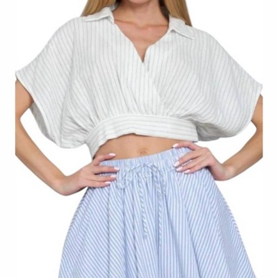 Women's Marina Surplice Stripes Crop Top - Aakaa