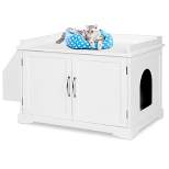 Best Choice Products Large Wooden Cat Litter Box Enclosure, Storage Cabinet Bench Table w/ Magazine Rack