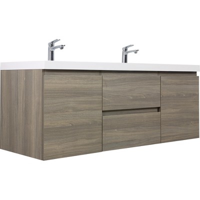 Bencmate Bathroom Storage Cabinets, Bathroom Vanity with Sink, Modern Wall-Mounted Bathroom Storage Vanity Cabinet, Gray, 59.06"*19.69"*22.44"