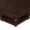 UPHA 36 Inch 2 Tier Retro Hexagon Living Room Solid Wood Coffee Table with Shelf & Drawer - 3 of 4