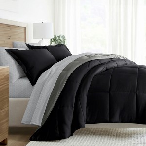 BAGOKIE 5/7 Pieces Bedding Set Reversible Comforter and Patterned Sheet Set - 1 of 4