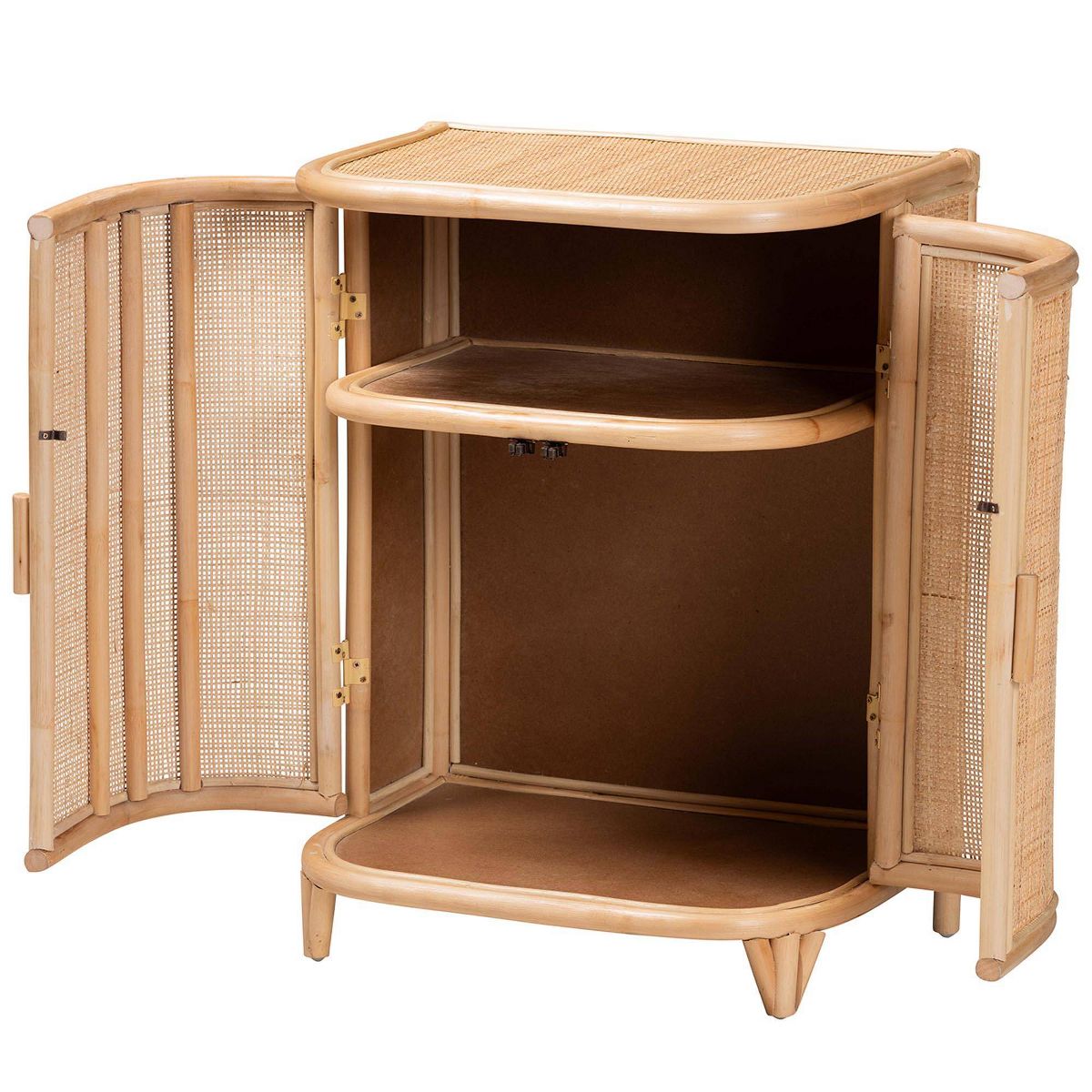 bali & pari Yanka Natural Rattan Storage Cabinet Natural: Handcrafted, 2-Shelf, Bohemian Design - thumbnail 3