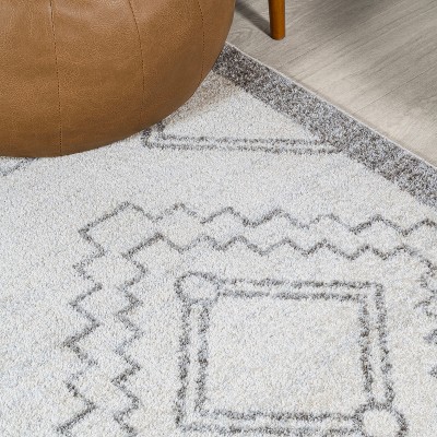 Modern Geometric Gray Synthetic Round Area Rug 92.91 in