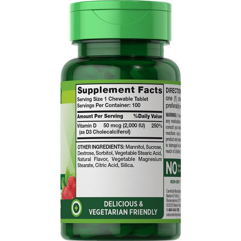 Nature's Truth Chewable Vitamin D3 2,000 IU | 100 Tablets | Berry Flavor, 2 of 5