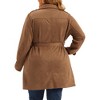 Agnes Orinda Women's Plus Size Faux Suede Notched Lapel Double Breasted Belt Trench Coats - 4 of 4