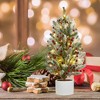 24 Inch Pre-lit Table Top Christmas Tree, Artificial Small Green Christmas Tree with Cement Basin Base, Miniature Pine Christmas Trees for Table Dorm - 2 of 4