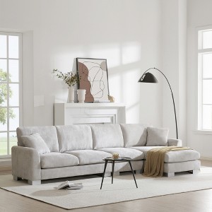 Modern 119" 5-Seat Chenille L-Shaped Sectional Sofa with Chaise Lounge and 2 Pillows for Living Room, Apartment, Office - 1 of 4