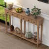 Retro Console Table with Storage Drawers, Farmhouse Slim Entryway Table with Open Shelf for Hallway, Living Room, or Office – The Pop Home - 3 of 4