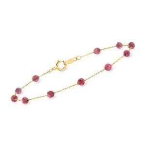 Pure Collection by Ross-Simons 2.70 ct. t.w. Pink Tourmaline Bead Station Bracelet in 14kt Yellow Gold - 1 of 4