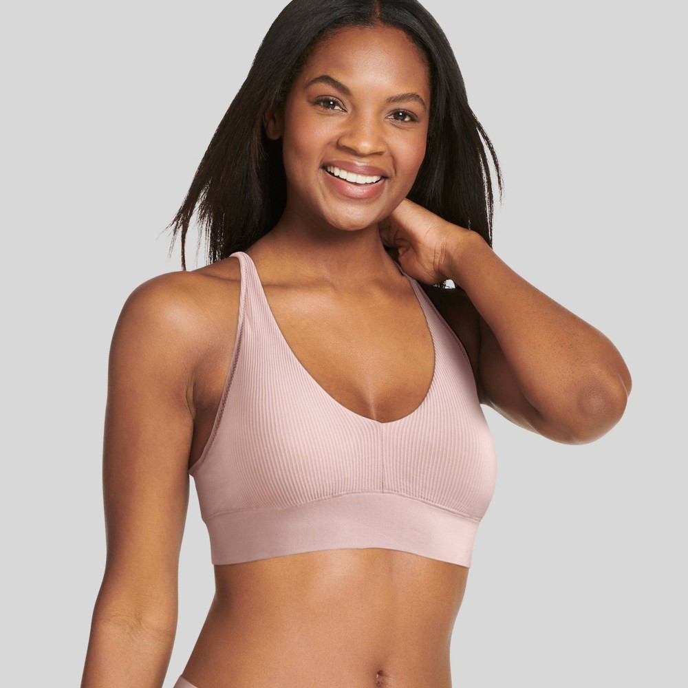 Jockey Generation Women's Recycled Seamfree Ribbed Plunge Bralette - Pink Haze M