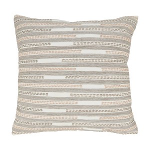 18"x18" Textured Tapestry Stitched Striped Square Throw Pillow Cover - Saro Lifestyle: Cotton Weave, Zippered, Spot Clean - 1 of 4