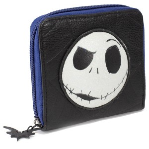 Women's Zip Around Wallet - Nightmare Before Christmas Jack Expression/Spider Web Black - 1 of 4