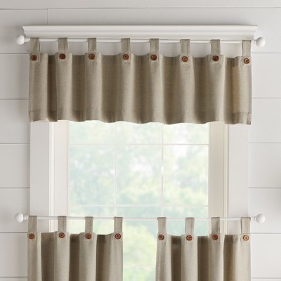 Elrene Tucker Solid Button Tab Top Window Kitchen Valance - Elrene Home Fashions