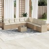 vidaXL Garden Sofa Set Beige PE rattan Large Adjustable Feet - 2 of 4