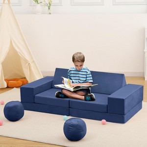 Modular Kids Play Couch 12PCs - Toddler Sectional Sofa with Soft Removable Covers, Space-Saving Playroom Furniture for Nap Time - Easy Assembly - 1 of 4