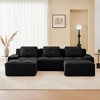 117" Corduroy U-Shaped Modular Sectional Sofa with Movable Ottoman, Pearl-Like Piping, Tufted Design, and No Assembly - 2 of 4