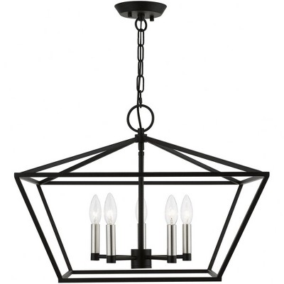 Devone Mini 5-Light Square Frame Chandelier in Black & Brushed Nickel