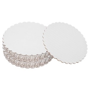 Unique Bargains Disposable Greaseproof Cardboard Scalloped Cake Platters 20 Pcs - 1 of 4