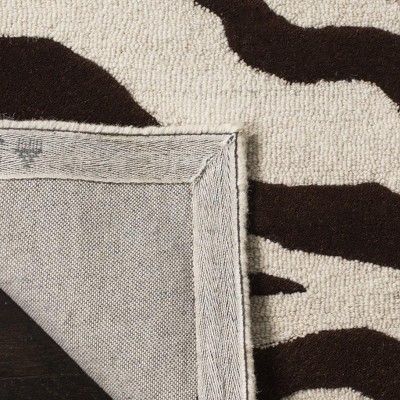 Ivory & Brown Hand-Tufted Wool Round Area Rug, 6' x 9'