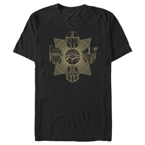 Men's Star Wars: The Mandalorian Grogu Helmets Outline T-shirt - Black ...