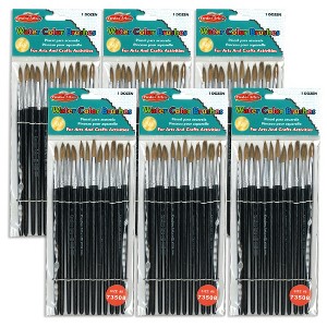 Charles Leonard Water Color Paint Brushes with Round Pointed Tip, # 12, 1.06 Inch, Camel Hair, Black Handle, 12 Per Pack, 6 Packs - 1 of 2