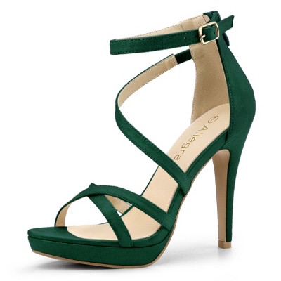 Allegra K Women's Back Zipper Platform Stiletto Heels Ankle Strap Sandals