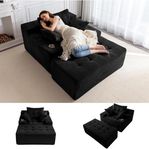 MAXYOYO Oversized Chaise Lounge Sofa, Upholstered Lounge Chair with 3 Pillows for Living Room, Bedroom, No Assembly Required - 1 of 4