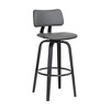 HomeRoots 26" Gray And Black Faux Leather Swivel Low Back Counter Height Bar Chair - 4 of 4