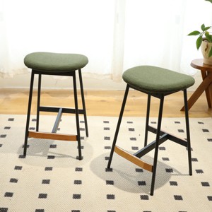 VYNXARIA Set of 2 Modern Bar Stools Comfortable & Stylish Counter Height and Bar Height Bar Stools for Kitchen, Dining Room ,Green - 1 of 4