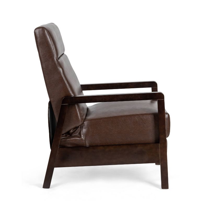 Fernhill Mid Century Modern Faux Leather Upholstered Pushback Recliner Dark Brown/Dark Espresso - Christopher Knight Home, 4 of 11