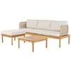 3-Piece Outdoor Patio L-Shaped Acacia Wood Rope Weave Sectional Sofa Set with Coffee Table and Ottoman - 4 of 4