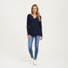 Anna-Kaci Women's Long Sleeve Waffle Knit Top with Notch V-Neckline and Relaxed Fit - 3 of 4