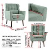 Gulches Mid-Century Modern Teddy Velvet Accent Chair - Light Green Ergonomic Lounge Chair with Lumbar Pillow, Solid Wood Legs - 2 of 4