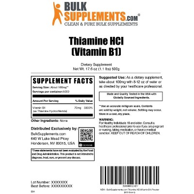 BulkSupplements Vitamin B1 (Thiamine HCL) Powder