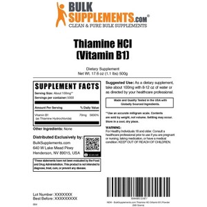 BulkSupplements Vitamin B1 (Thiamine HCL) Powder - 1 of 4
