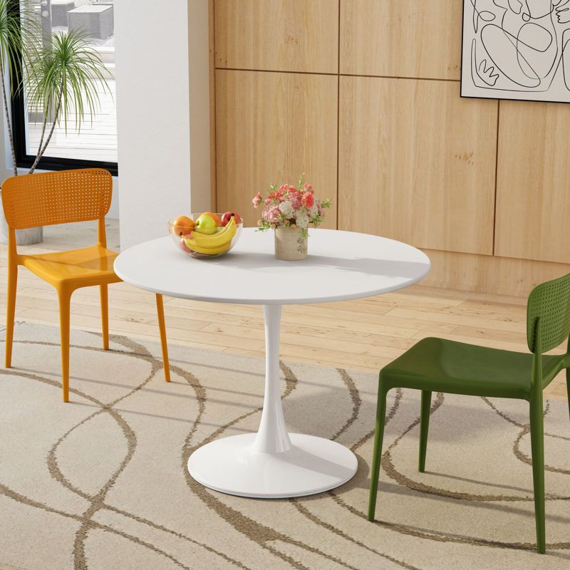 Haven Round Top With Metal Base Round Pedestal Dining Table-Maison Boucle, 2 of 9