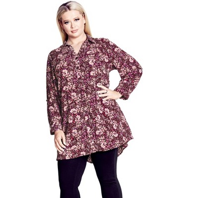 Avenue Women's Plus Size Aspen Print Shirt