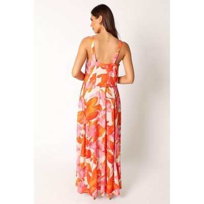 Pink and Orange Floral Crop Top and Skirt Set
