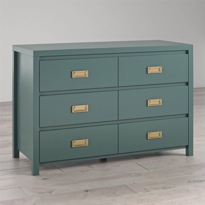 Hunter Green Double Dresser with Gold Drawer Pulls
