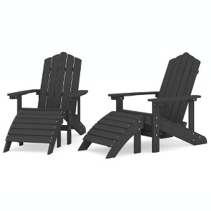 vidaXL Adirondack Chairs Set with Footstools - Durable HDPE Patio Furniture - Anthracite Color - Suitable for Garden, Patio, Terrace - 1 of 4
