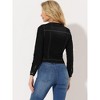 INSPIRE CHIC Women's Button Down Collarless Long Sleeve Jean Jackets - 4 of 4