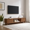 Chic Crate - 80" Fluted Media Console - Minimalist TV Stand w/ Textured Doors & Open Shelf - Mocha & Natural Oak Accents - 2 of 4