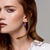 EVERLY JEWELRY | Yellow Plated Sterling Silver 6 1/2 CT TGW Amethyst White Topaz Hoop Earrings - 4 of 4